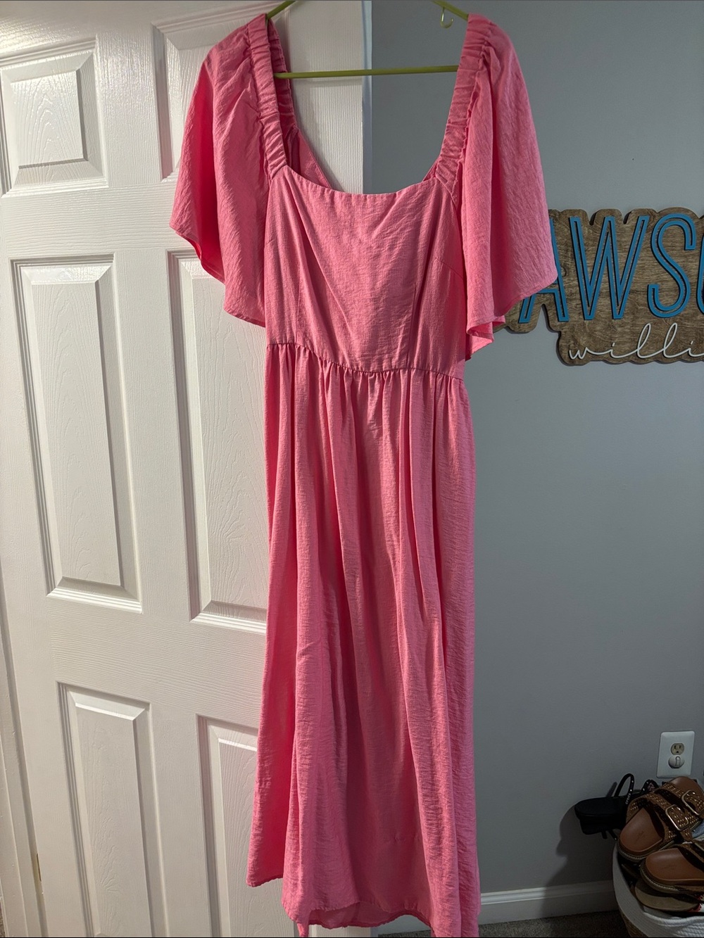 a new day Pink Flutter Sleeve Maxi Dress